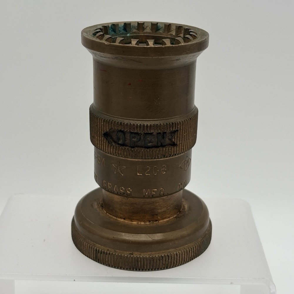 Vintage Elkhart Brass Fire Fighter Hose Nozzle 742-48 SM Original Patina